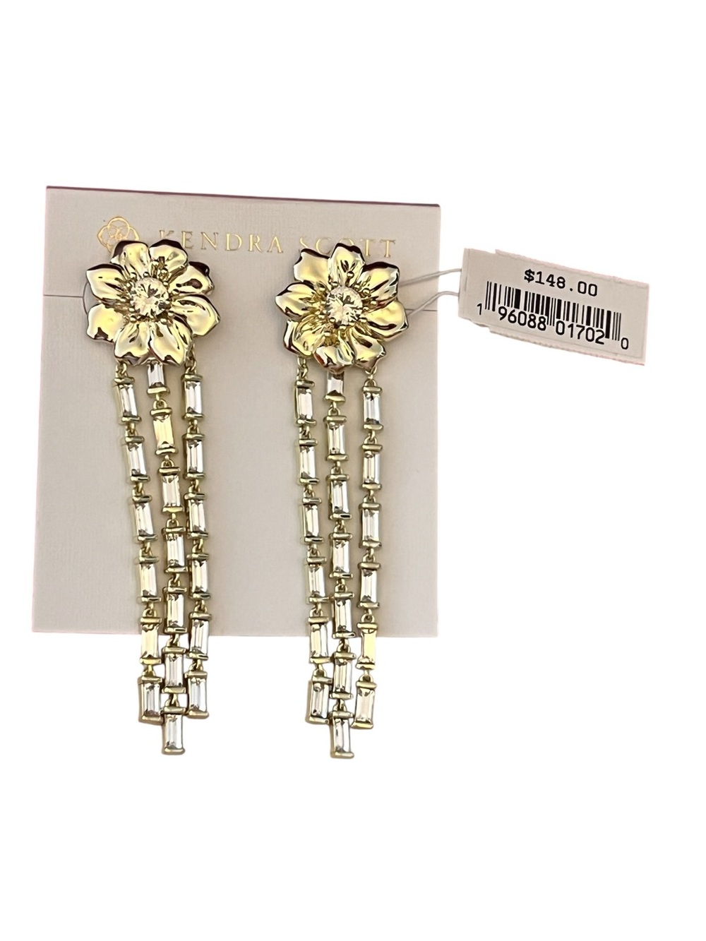 KENDRA SCOTT NWT 14K Goldplated, Nano Gem & Crystal Cameron Jacket Drop Earrings
